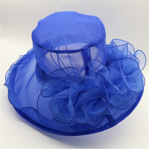 High Quality Elegant Flowers UV Protect Sunscreen Summer Wide Brim Fashion <strong>Women</strong> <strong>Wedding</strong> Church <strong>Hat</strong> - Product Image 3