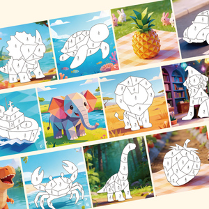 Rompecabezas de Pegatinas Geométricas DIY con Temática de Animales Marinos, Juguetes Educativos para el Desarrollo de la Lógica y la Concentración, Venta al Por Mayor - Product Image 6