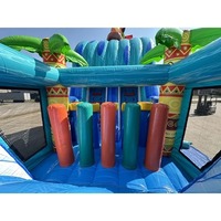 Parcours d'obstacles gonflable Tiki de 45 pieds, château gonflable avec toboggan aquatique pour enfants, parc aquatique