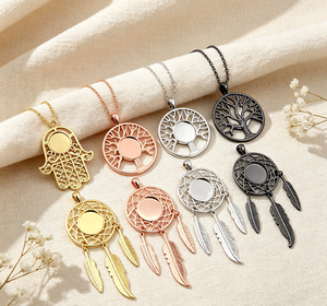 Pendentif camée <span class=keywords><strong>de</strong></span> 14 mm en alliage <span class=keywords><strong>de</strong></span> zinc plaqué or rhodié, style feuille d'arbre, <span class=keywords><strong>plume</strong></span>, ailes, avec base cabochon et capuchons <span class=keywords><strong>de</strong></span> perles - Product Image 6