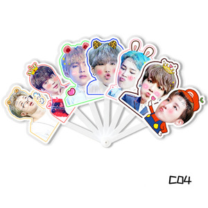 Abanico Plegable de PVC de los Ídolos de Kpop Jhope y <span class=keywords><strong>Jimin</strong></span>, Diseño de Dibujos Animados, Bonito Abanico de Plástico Plegable, Artículos de Verano, Regalo para Fans de Jin, V, RM, <span class=keywords><strong>Jimin</strong></span> y Suga - Product Image 4