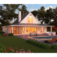 Villa américaine de style campagnard structure en bois maisons préfabriquées construites avec panneau sandwich en ciment EPS