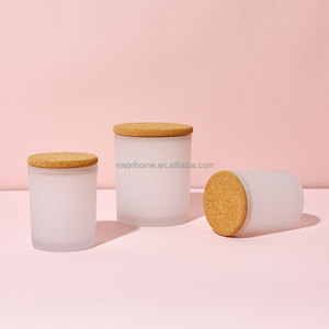 <span class=keywords><strong>Bocaux</strong></span> à bougies en verre givré de 10 oz avec couvercles en liège |   Expédition rapide en 10 jours, faible MOQ, couleur et logo personnalisés - Product Image 1