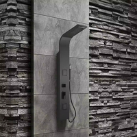Colonne de douche en acier inoxydable noir mat avec jets de corps en céramique, thermostatique, effet pluie, massage, luxe – Meilleures ventes