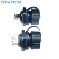 Connecteur étanche IP67 USB3.0 avec prise femelle LAN, presse-étoupe PG, verrouillage frontal, boîtier extérieur, USB latéral