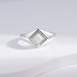 high quality plata 925 sterling silver <b>square</b> <b>adjustable</b> ring custom designer natural gemstone cheap open 14k gold fashion rings - Product Image 2