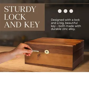 Holz-Speicherbox mit scharnierdeckel und schlüsselanlage schmuck, spielzeug und Andenken in einer schönen Dekoration aufbewahren