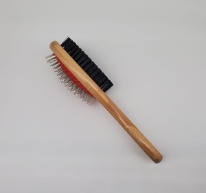 Herramientas de belleza para mascotas, cepillo de aseo de doble cara con mango de madera, con púas de madera con cabeza de bola y cerdas. - Product Image 5