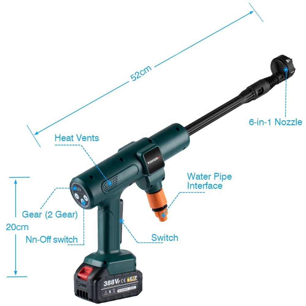 Idropulitrice a Batteria, Idropulitrice 21V MAX 35Bar, Pistola Di