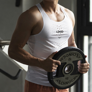 Summer Sports Gym Workout Marathon Quick Dry Seamless Breathable Sleeveless Vest T Shirt Custom Jogging Running Tank Top for Men - Product Image 3