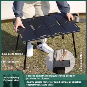 Mesa de aleación de aluminio plegable negra ultraligera portátil para acampar al aire libre muebles de pesca modernos para cocina uso en la playa - Product Image 5