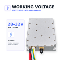 100W 4000-8000MHz Penguat Daya Profesional GaN Pita Lebar Modul Nirkabel & RF 45dB Gain Tinggi untuk Sistem Anti Drone