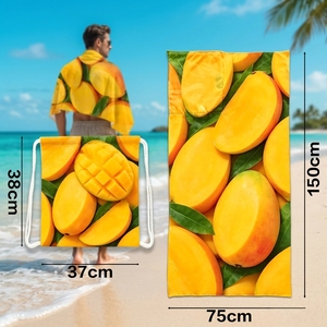 Serviette <span class=keywords><strong>de</strong></span> plage multifonctionnelle 2 en 1 et sac à dos, imprimé numérique, en microfibre, anti-sable, pour la natation, les voyages et le camping - Product Image 3