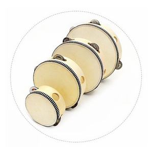 JELO LF-T 6 inci tamborin Metal Birch genggam kepala Drum poliester kulit kepala Drum Gereja Jingle genggam instrumen Gereja - Product Image 1