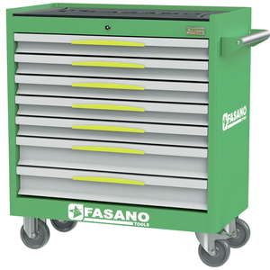 Armoire à outils roulante FASANO Tools à 7 tiroirs, verte, avec tiroirs verrouillables, pour usage en atelier - Product Image 2