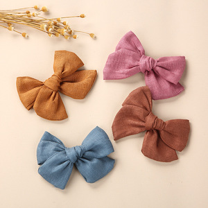 <strong>2026</strong> New Arrival Cotton Linen Baby Hair Bow Clip Solid <strong>Color</strong> Knot <strong>Hairpin</strong> for Infant Girls Daily Wear Photo Shoot - Product Image 3