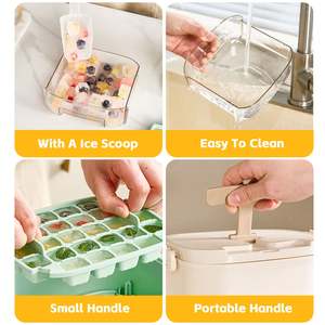 Ice Cube Tray with Lid & Bin, Double Layer Ice Maker for Freezer, Pull-Out Ice <b>Storage</b> <b>Drawer</b>, Easy-Release Ice Trays for Drinks - Product Image 5