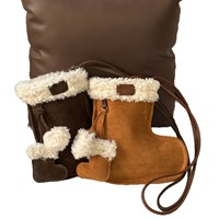 Cadeau de Noël : Mini sac créatif en forme de chaussure pour filles, pochette pour téléphone en fourrure moelleuse, style urbain simple, avec bandoulière simple