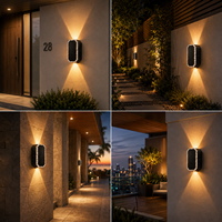 Applique murale solaire extérieure étanche à LED avec éclairage haut et bas pour jardin, balcon, clôture, cour
