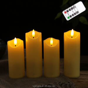 플라스틱 깜박임 불꽃 촛불, 이동 불꽃, 배터리 작동 LED 기둥 촛불 타이머 원격 - Product Image 5