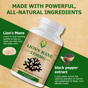 OEM ODM Lions Mane Capsules Supports Focus Immunity & Memory Brain Enhangcing Immune Boosting - Product Image 6