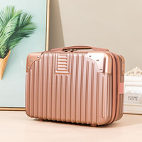Porte-étui à cosmétiques en ABS léger de 14 pouces pour femmes Mini sac de voyage multifonctionnel professionnel cabine valise bagages maquillage