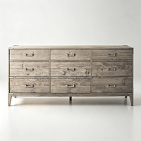 Commode en bois de style campagnard moderne et antique, avec 9 tiroirs et supports d'angle, pour la maison, l'appartement, la villa