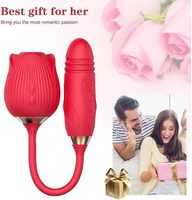 Niedriger Preis 2 in1 Rose Sexspielzeug Stimulator Adult Toys Klitoris Zunge lecken G-Punkt Vibratoren Schub Dildo Vibrator für Frauen