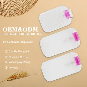 Novo design 20/30ml viagem plástico bolso perfume cartão de crédito handheld U forma spray garrafa fina névoa desinfetante mão com tampa