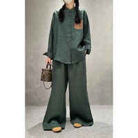 Ensemble Femme Chic et Décontracté : Chemise Ample à Col Rond et Pantalon Large – Nouvelle Collection Automne 2026 (Vente en Gros pour Boutiques)
