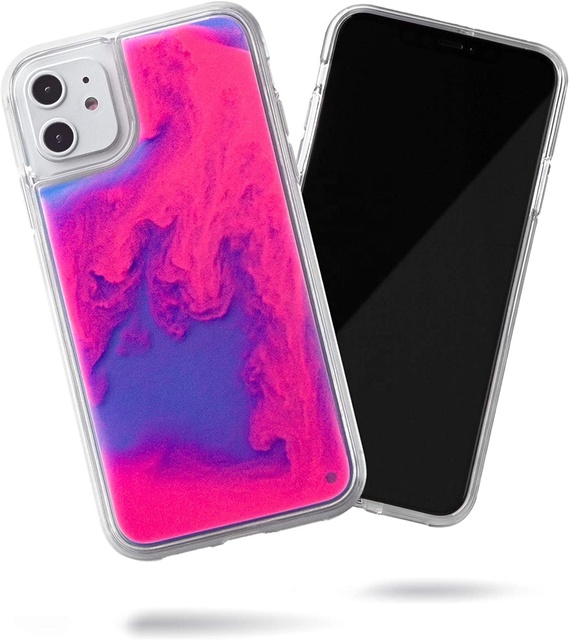Flowing Neon Sand Liquid Luminous Girls for iPhone 15 16 14 Phone Case for iPhone 11 12 13 Pro Max Quicksand