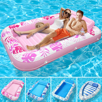Piscine flottante gonflable d'extérieur en PVC certifiée CE, grand bateau flottant carré, transat flottant pour adultes pour bronzer