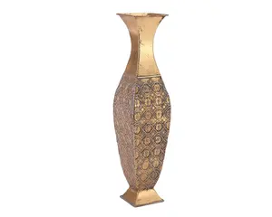 金属中东古典方形花瓶带基座花瓶装饰家居装饰铁梅花花瓶
