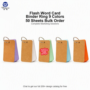 Carpeta de Anillas para Tarjetas de Palabras, 50 Hojas, 9 Colores, Cubierta Kraft, Bloc de Notas en Blanco para Estudio, Pedido al por Mayor para Escuelas - Product Image 1