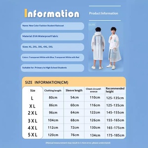 Imperméable <span class=keywords><strong>transparent</strong></span> réutilisable pour enfants (5-12 ans) avec compartiment à sac à dos intégré, style individuel, longueur longue - Product Image 5