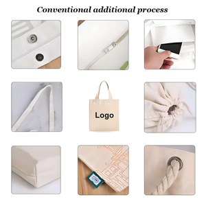 Custom Print Logo <b>Large</b> Shopping Customizable Pocket and Zipper Canvas Tote <b>Bag</b> - Product Image 5