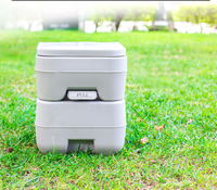 Toilettes portables blanches MTP-12, toilettes mobiles en plastique à deux pièces, double chasse, carrées, 10L, chasse par gravité, garantie 5 ans, pour extérieur