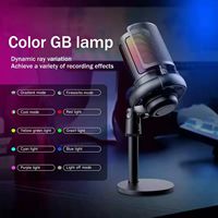 Kit de jeu portable de bureau avec éclairage RGB USB et microphone filaire à condensateur cardioïde pour enregistrement K-Song, en métal