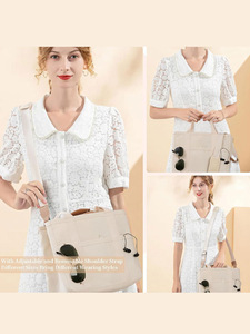 Bolso Tote de Lona para Mujer FIORETTO, con Cierre, Estampado a Rayas, Múltiples Compartimentos, Base Reforzada, Tamaño Grande, para el Trabajo, la Biblia o <span class=keywords><strong>Viajes</strong></span> - Product Image 5