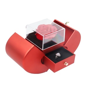 Couronne gagner saint valentin fête personnalisé pomme coeur étape forme ronde anneau immortel fleur boîtes à bijoux ensemble boîte de <span class=keywords><strong>rangement</strong></span> coulissante - Product Image 1