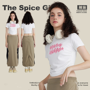 Camiseta Corta de Algodón de Alta Calidad Personalizada para Mujer, Blanca, Estilo Y2K, para Damas - Product Image 2