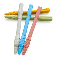 Jouet de dentition en silicone souple sans BPA, en forme de fusée, avec paille à mâcher, tube creux, corde et chaîne, couleur personnalisable, style européen, pour nourrissons
