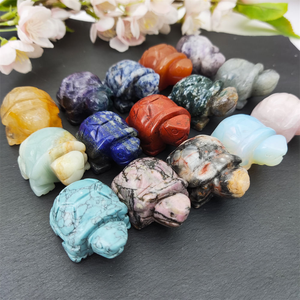 Figurines d'animaux Feng Shui personnalisées en gros, sculptées à la main, écologiques, en jade naturel, agate, œil <span class=keywords><strong>de</strong></span> <span class=keywords><strong>tigre</strong></span>, quartz rose, cristal, tortue - Product Image 2