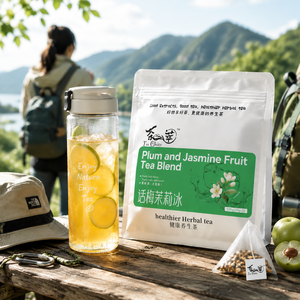 Thé en vrac biologique sans caféine, mélange de thé aux fruits prune et <span class=keywords><strong>jasmin</strong></span>, marque privée, infusion à froid pour infusion de nuit, saveur ananas - Product Image 1