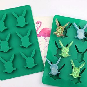 Moule en silicone écologique pour chocolat et glaçons, 6 cavités en forme de tête de lapin, sans BPA, pour échantillons de savon, OEM/ODM - Product Image 2