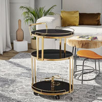 Chariot de bar en acier inoxydable à 3 niveaux, design moderne de luxe, capacité de 10 L, multi-usages, pour la maison, la restauration, l'hôtel, le restaurant, le mariage