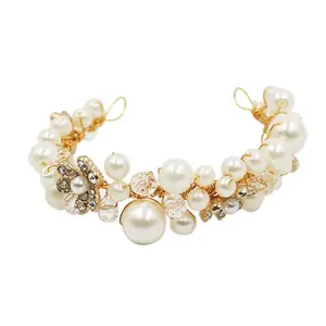 O583 bracelet de mariée en alliage de perles d'eau douce faites à la main, accessoires de mariage pour demoiselles d'honneur cadeaux pour femmes