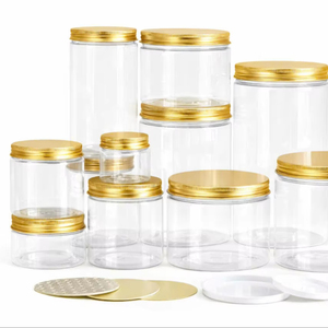 Leakproof Square PET <b>Plastic</b> <b>Jars</b> 16oz with Gold Lid for Baby Food Snack Candy for Dry Food Storage (Custom Size Available) - Product Image 1