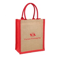 Sacs en jute personnalisés réutilisables de taille moyenne, très vendus, sacs de shopping en toile de jute naturelle, grande capacité avec impression de logo