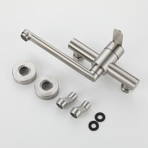 Современный дизайн, оптовая продажа, 304 настенный кухонный кран из нержавеющей стали, мойка, раковина для балкона, раковина для стирки, керамический кран для горячей и холодной воды - Product Image 4